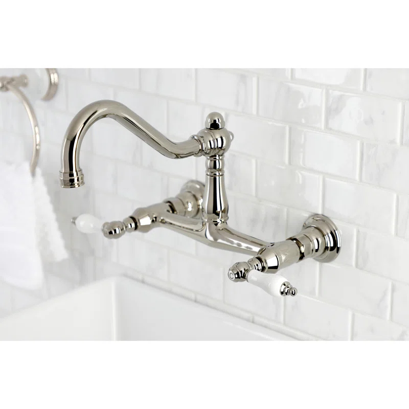 Kingston Brass Vintage Two-Handle 2-Hole Wall Mount Bathroom Faucet