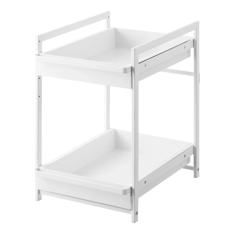 Yamazaki Home Yamazaki Home Tower Under-Sink Rack With Pull-Out Shelf, Versatile Kitchen Cabinet Storage Drawers, 2 Tiers, Sturdy Organization System - Steel