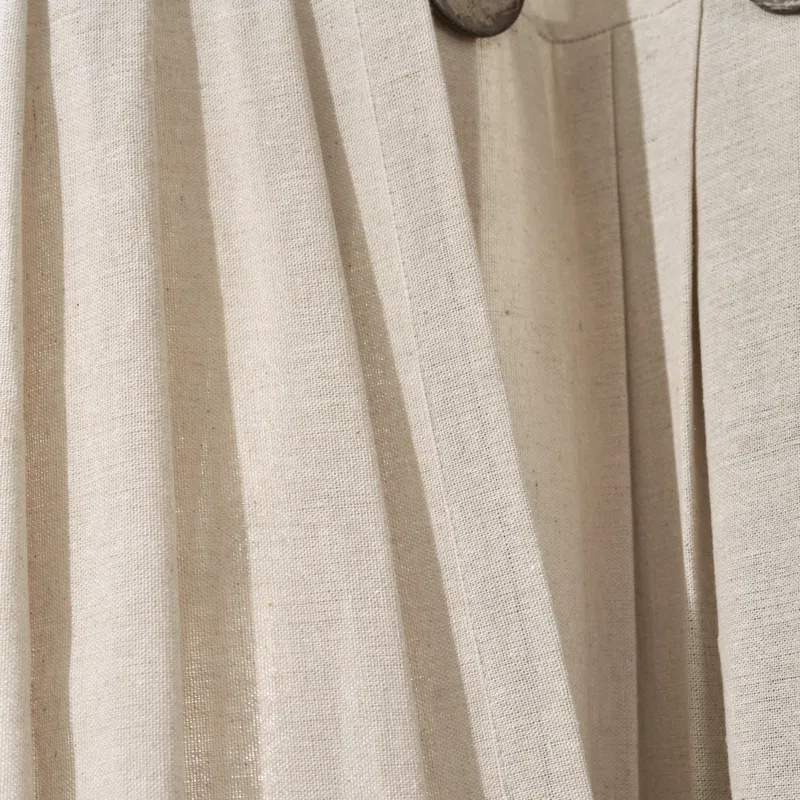 Lush Decor Linen Button Cotton Blend Tailored 29'' W Cafe Curtain (Set of 2)