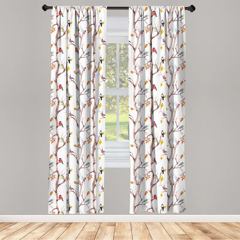 Ambesonne Microfiber Semi Sheer Curtain