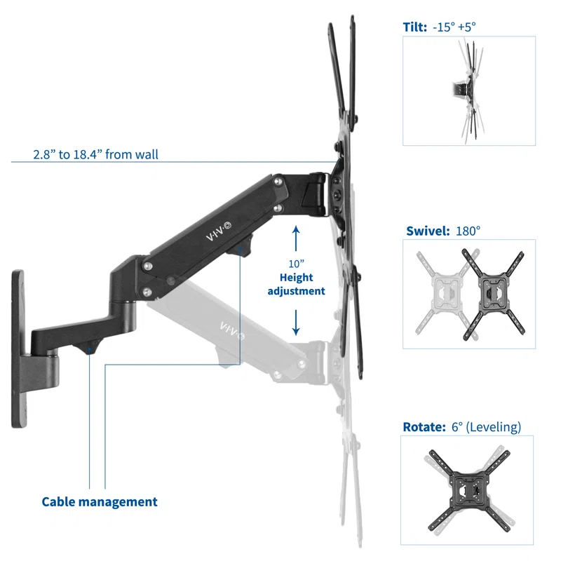 Vivo Premium Aluminum TV Wall Mount