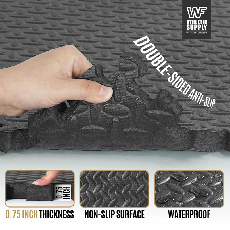 CAP CAP Interlocking Exercise Foam Mats, 24 SQ.FT Diamond, TATAMI, T-Pattern 3/4-Inch Thickness Tiles