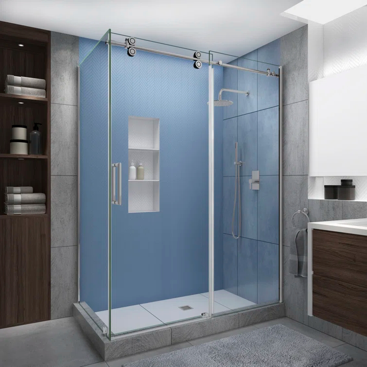 Aston Langham XL 56" - 60" W x 38" D x 80" H Frameless Rectangle Sliding Shower Enclosure SEN979EZ.UC-CH-603880-L