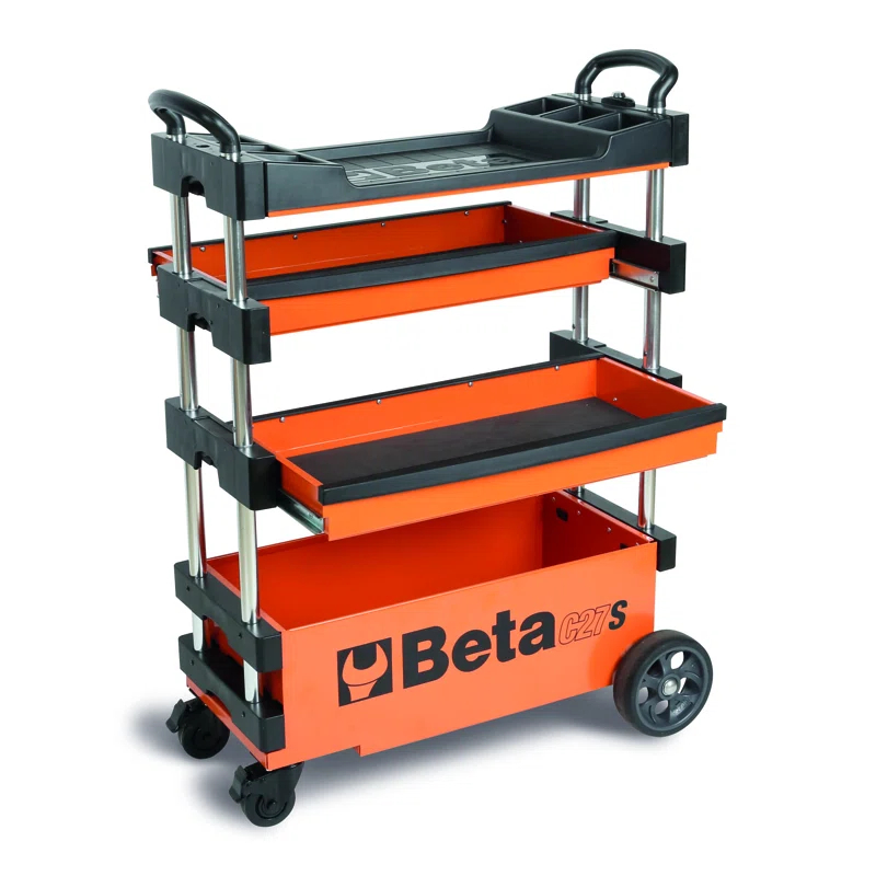 Beta Beta C27S Collapsible Tool Cart, 4” Steering Casters with Brake, 110 Pound Load Capacity