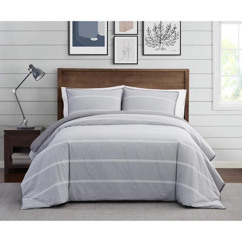 Brooklyn Loom Niari Yarn Dye Stripe Cotton Box Stitch Striped Comforter Set