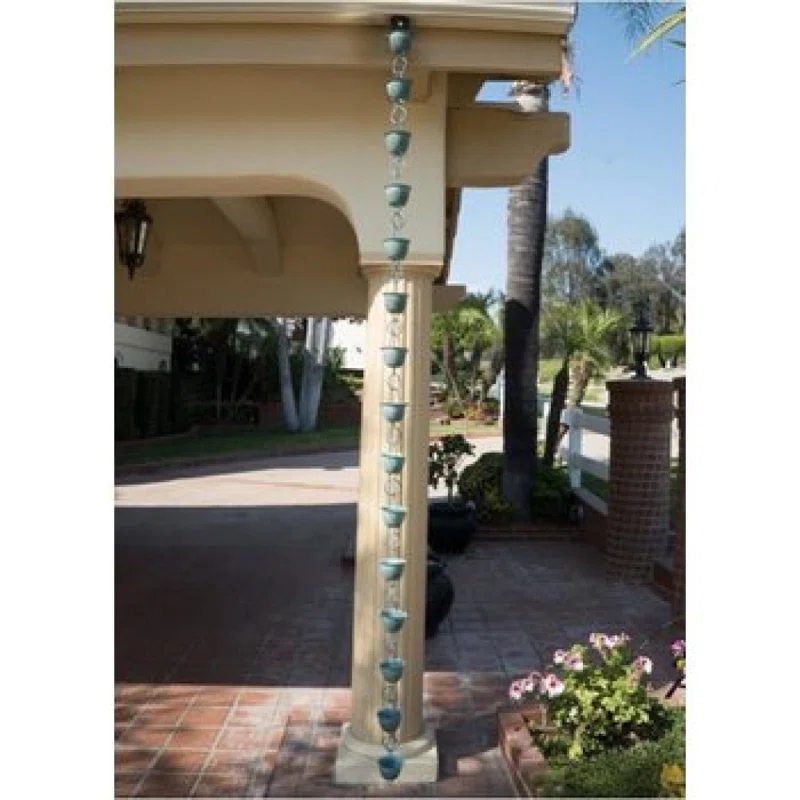 Monarch Rain Chains Aluminum Hammered Cup Rain Chain Replacement Downspout for Gutters