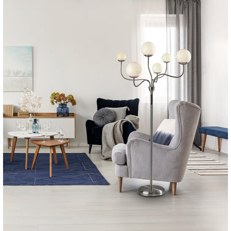 Adesso Phoebe 64'' Brushed Steel LED Tree Floor Lamp