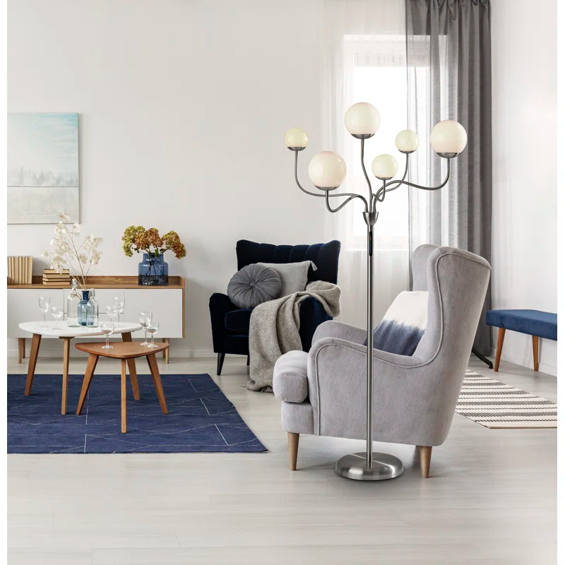 Adesso Phoebe 64'' Brushed Steel LED Tree Floor Lamp
