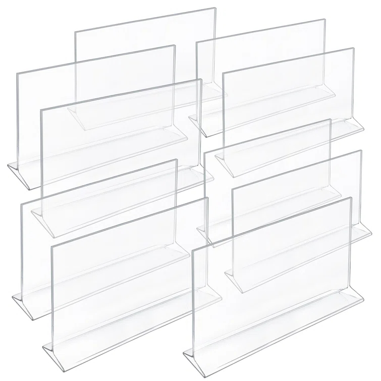 Azar Displays Top Loading Clear Acrylic T-Frame Sign Holder 14" Wide x 8.5'' High-Vertical, 10-Pack (Set of 10)