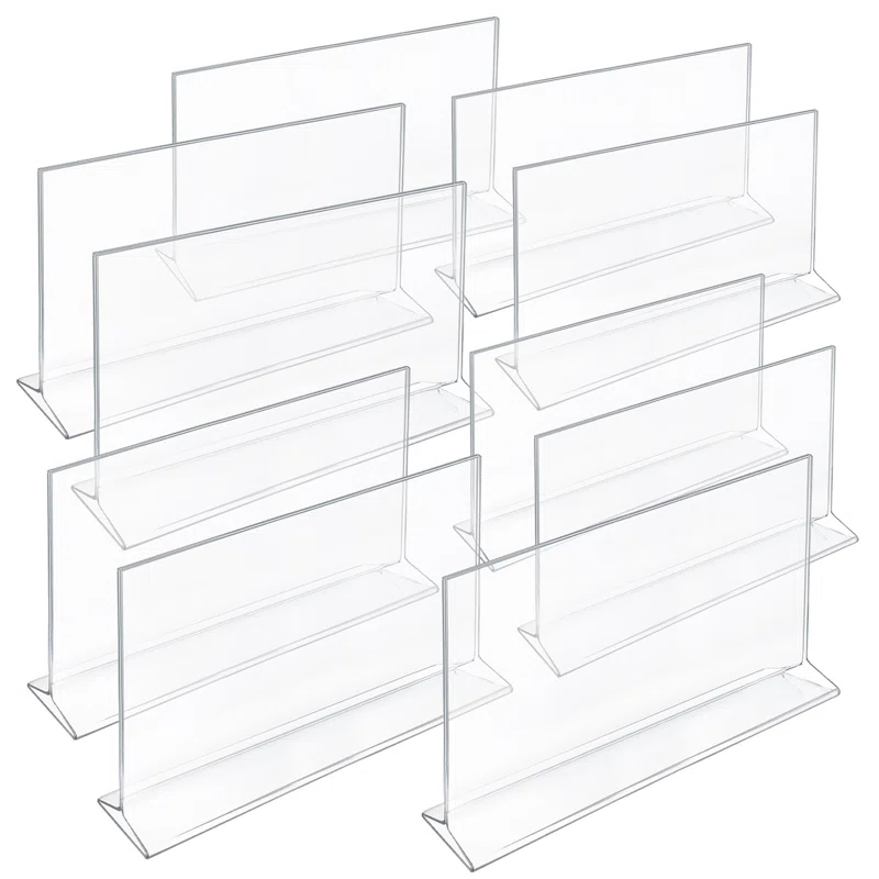 Azar Displays Top Loading Clear Acrylic T-Frame Sign Holder 14" Wide x 8.5'' High-Vertical, 10-Pack (Set of 10)