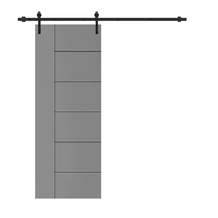 Calhome Hollow Paneled Painted with Installation Hardware Kit Barn Door