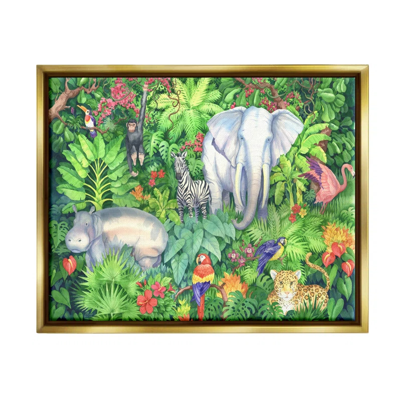 Stupell Industries " Detailed Safari Animal Jungle " by Paul Brent Painting Print