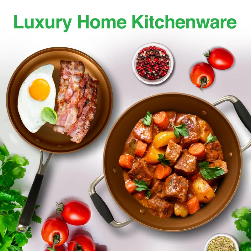 NutriChef 14 - Piece Non-Stick Aluminum Cookware Set
