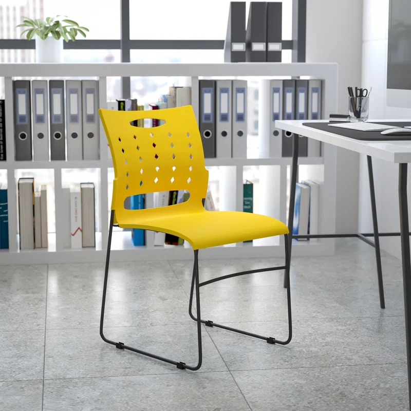 Flash Furniture 881 lb. Capacity Sled Base Stack Chair with Carry Handle and Air-Vent Back