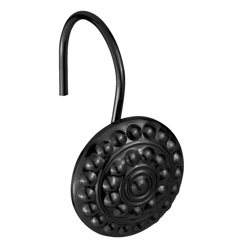 Home Mart Goods 12 Piece Set - Matte Black Heavy Duty Shower Curtain Hooks Rings Rustproof Metal