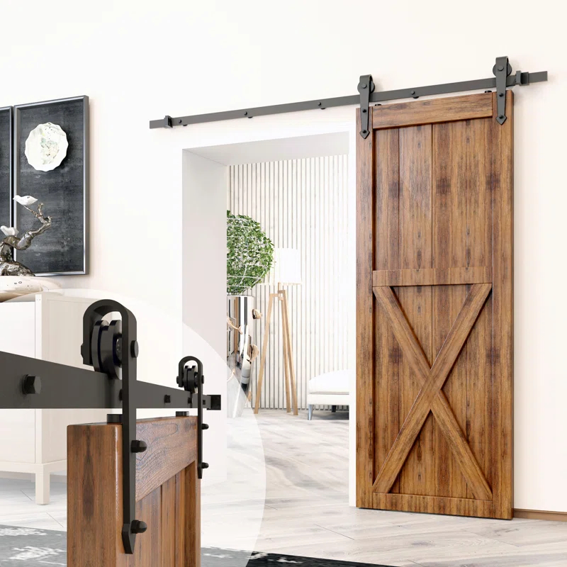 Homacer Black Rustic Arrow Design Non-Bypass Single Track One Door Hardware Kit( Door Not Included)