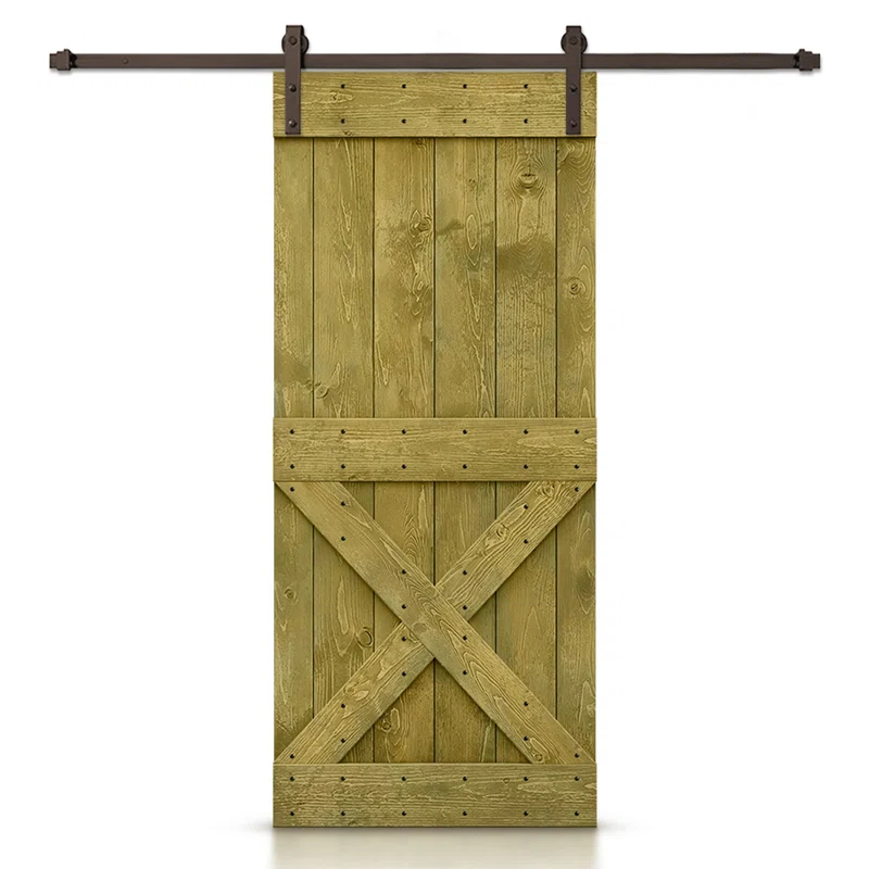Calhome Solid Wood Paneled Painted with Installation Hardware Kit Barn Door