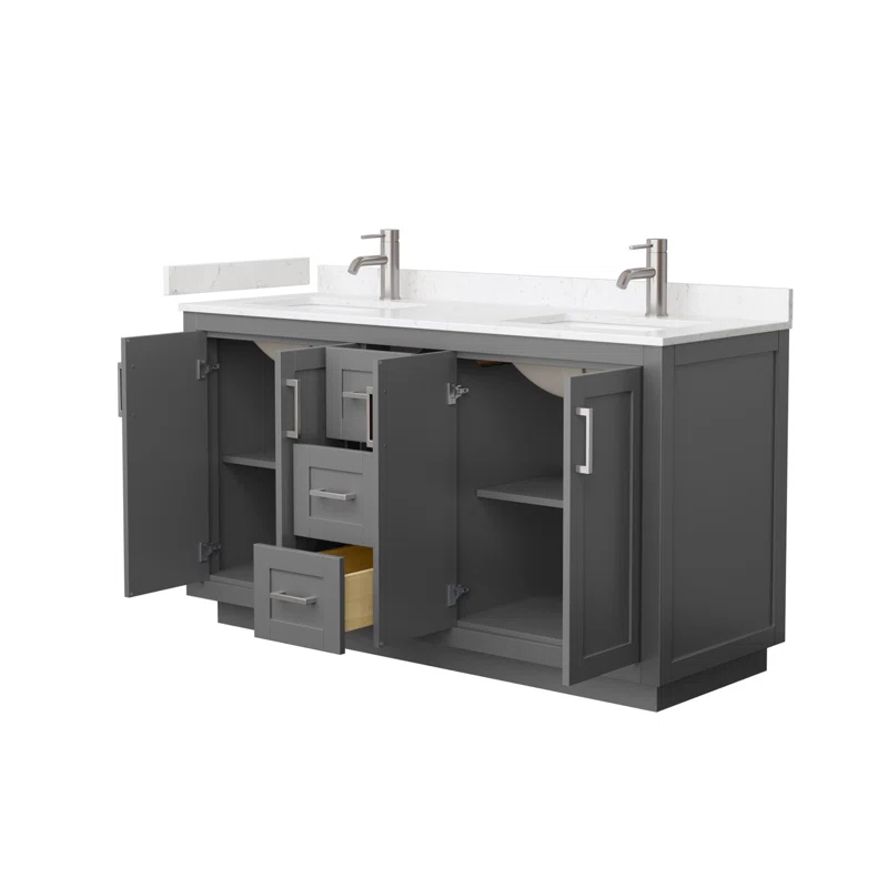 Wyndham Collection Miranda 60" Freestanding Double Bathroom Vanity with Cultured Marble Top