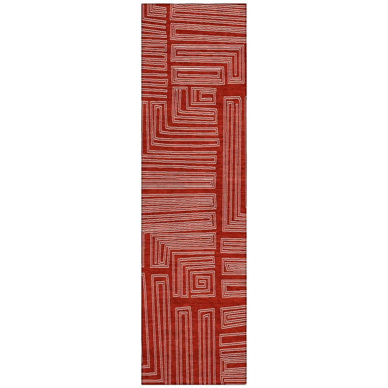 Machine Washable Indoor/Outdoor Chayden ACN1045 Red Rug