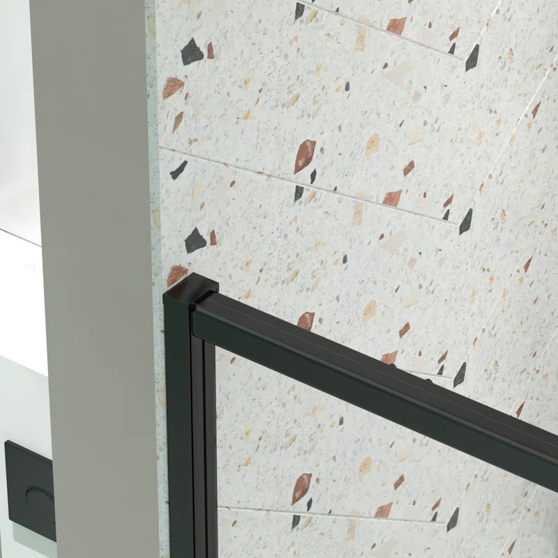 Waterpar WP1685071MB 50-54 in. W x 71 in. Pivot Swing Semi-Frameless Shower Door With Clear Tempered Glass
