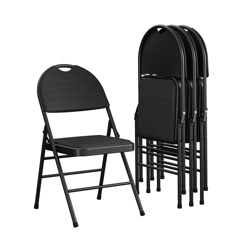 COSCO COSCO Commercial XL Comfort Fabric Padded Metal Folding Chair, Triple Braced (Set of 4)