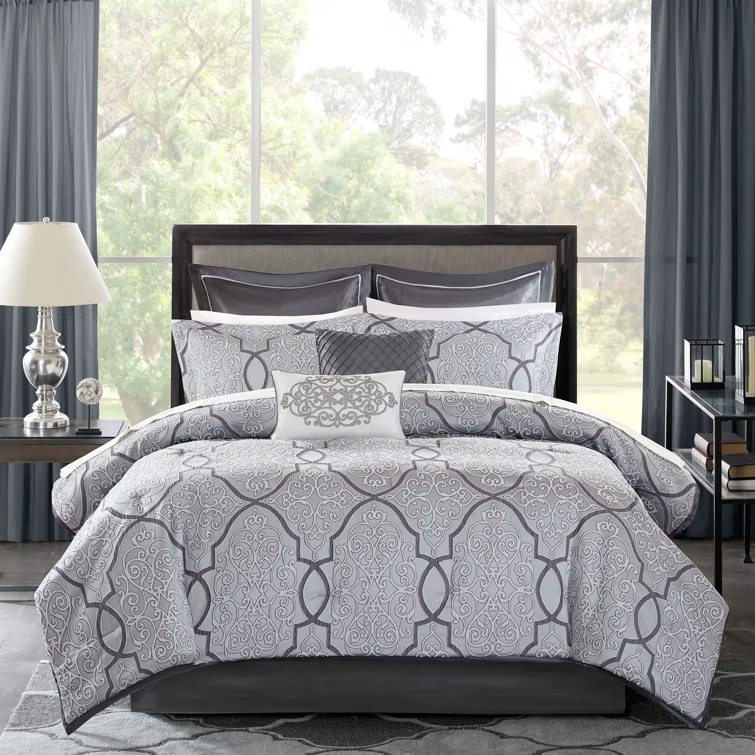 Madison Park Lavine 12 Piece Comforter Set with Cotton Bed Sheets