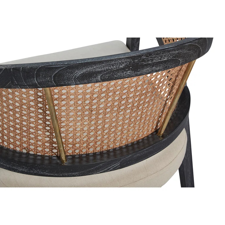 Bayou Breeze Ashburnham Cushioned Mahogany Accent Armchair With Brass Accents | Wayfair
