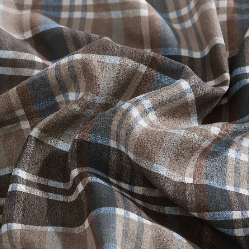 Eddie Bauer Rugged Plaid Brown Microsuede Reversible Duvet Cover Set