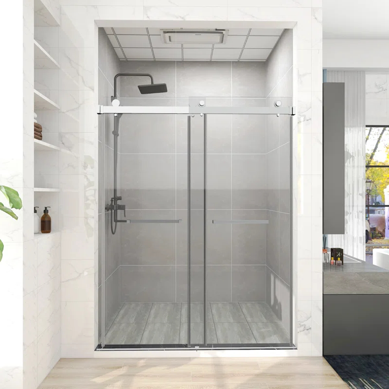 HHK HOME 60'' W 76'' H Frameless Rectangle Shower Enclosure HHKSS04-CH-6076