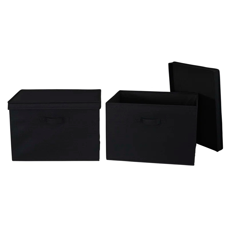 Household Essentials Household Essentials Wide Storage Box Fabric Bin (Set of 2)