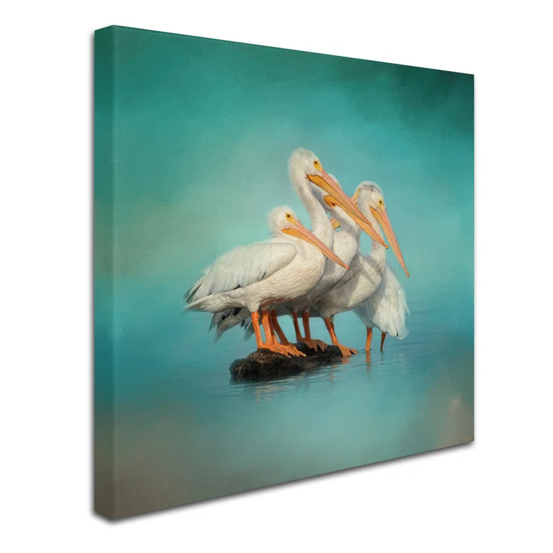 Trademark Fine Art Jai Johnson " We Are Family White Pelicans " by Jai Johnson