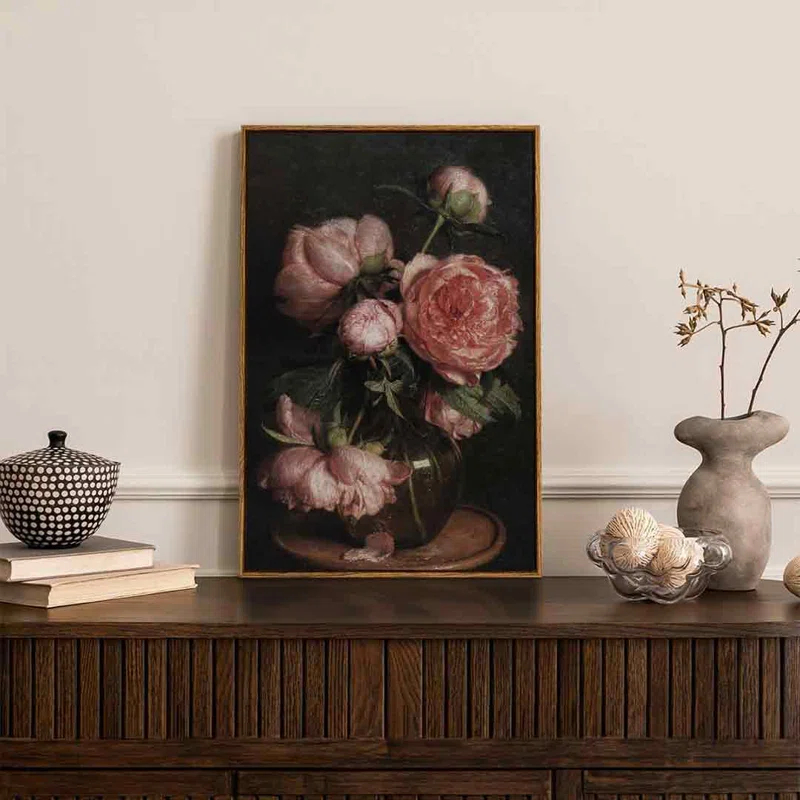 World Menagerie Framed Canvas Prints Art Vintage Decor, Botanical Canvas Wall Art Decor For Bedroom,Large Floral Prints For Living Room, French Country Decor Wall Prints, 20"X30"