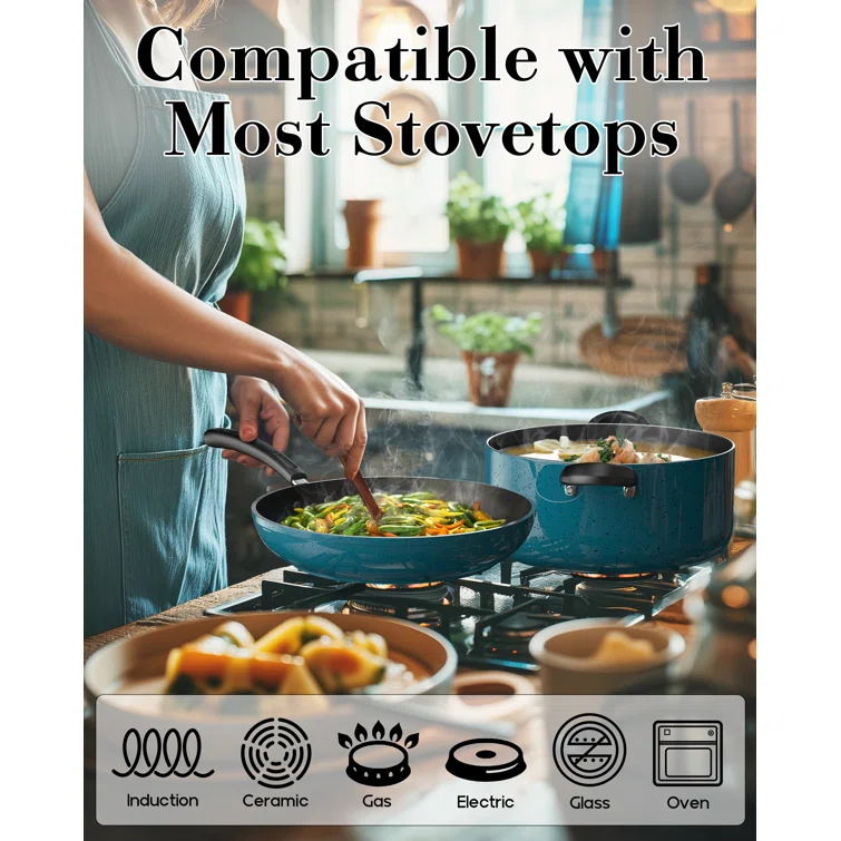 Cook N Home Cook N Home Non-Stick Aluminum Pots and Pans Kitchen Cookware Set 12 Piece