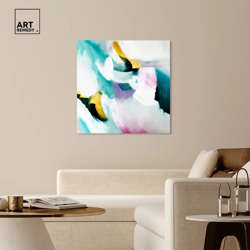Art Remedy Art Remedy Still Violas Framed Blue Abstract 1 Piece Canvas Wall Art 56586