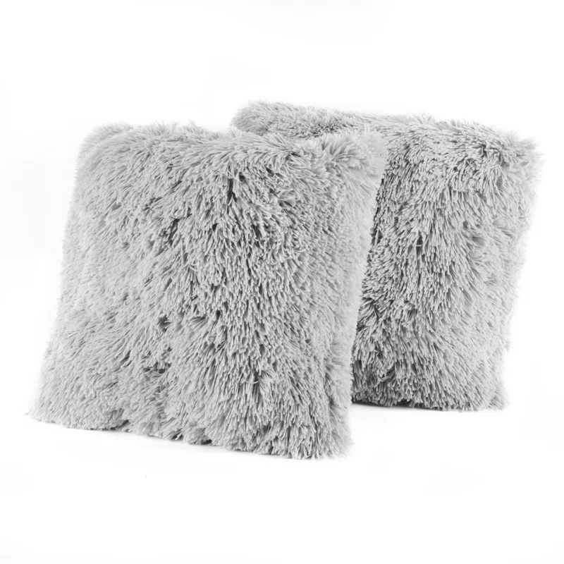 Sweet Home Collection Faux Fur Reversible Throw Pillow (Set of 2)