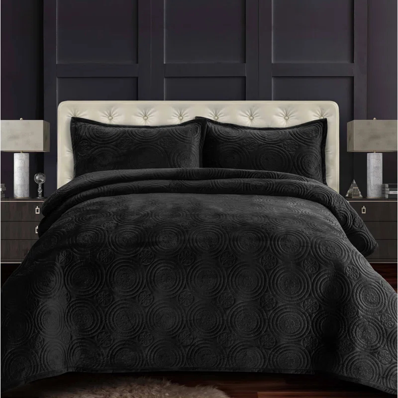 Tribeca Living Capri Velvet Quilt Set