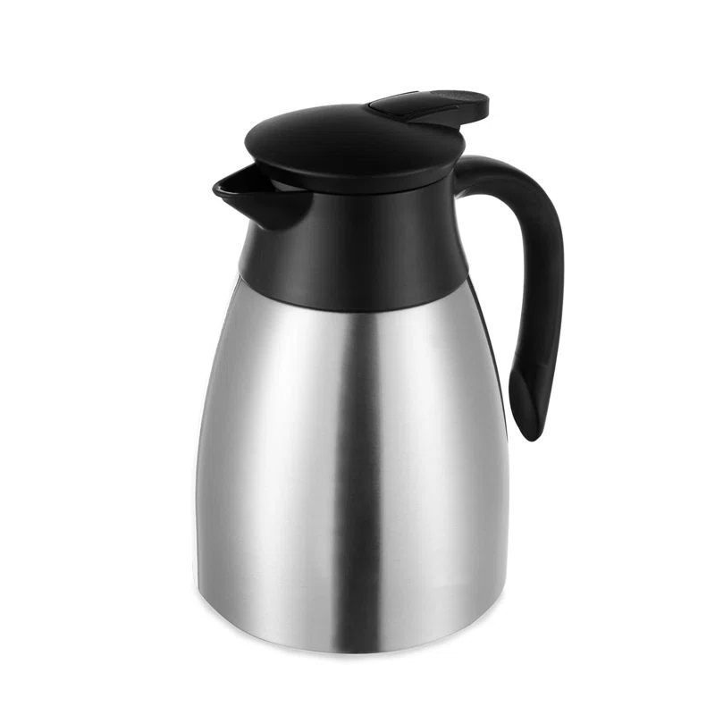 Stack man 34 Oz Thermal Coffee Carafe, Stainless Steel Insulated Vacuum Coffee Carafes For Keeping Hot, 1 Liter Beverage Dispenser (Silver)