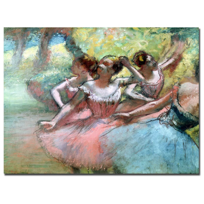 Vault W Artwork "Four Ballerinas on the Stage" by Edgar Degas Painting Print on Canvas