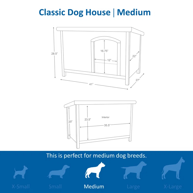TRIXIE TRIXIE natura Classic Dog House, Flat Hinged Roof, Adjustable Legs, Elevated Pet Shelter