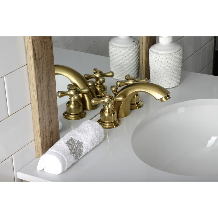 Kingston Brass Kingston Brass Victorian Two-Handle 3-Hole Deck Mount Mini-Widespread Bathroom Faucet with Plastic Pop-Up KB947AXSB