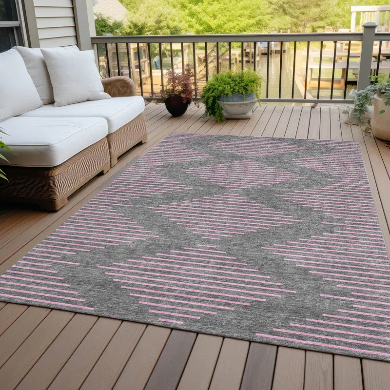 Machine Washable Indoor/Outdoor Chayden ACN1017 Gray Rug