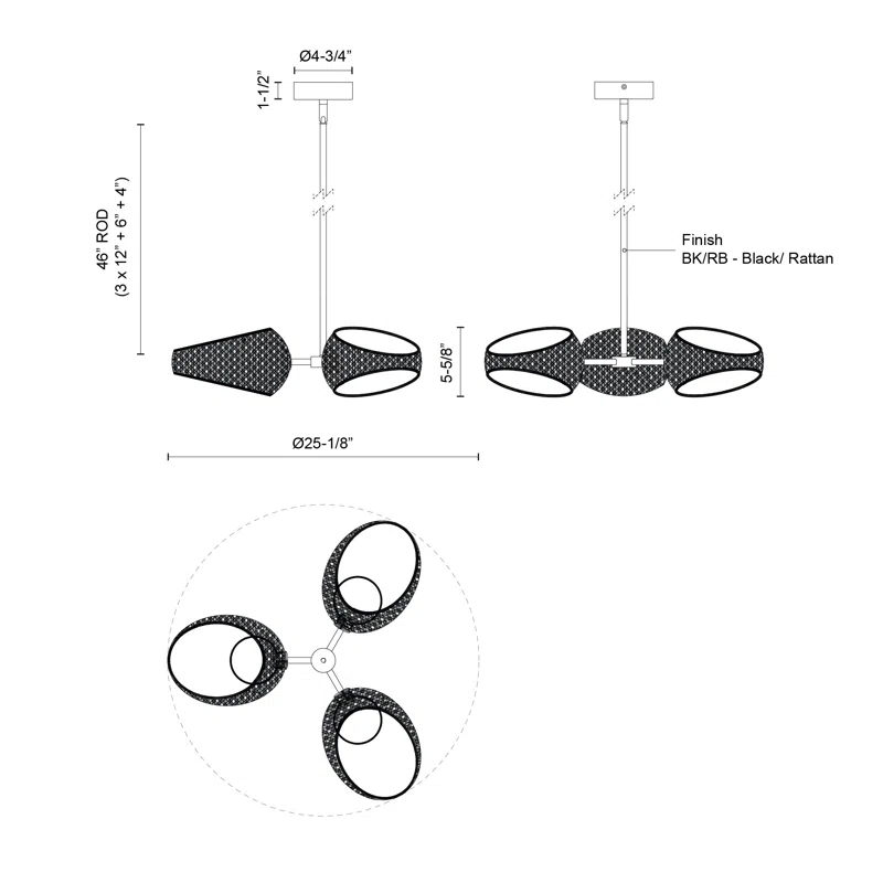 Kuzco Lighting Lanai 3 - Light Dimmable LED Shaded / Spider Chandelier