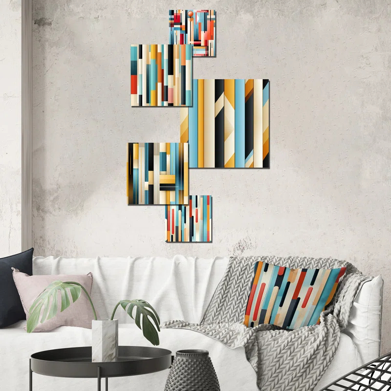 Urban Chic Striped Pattern - Abstract Wall Art Set Of 5