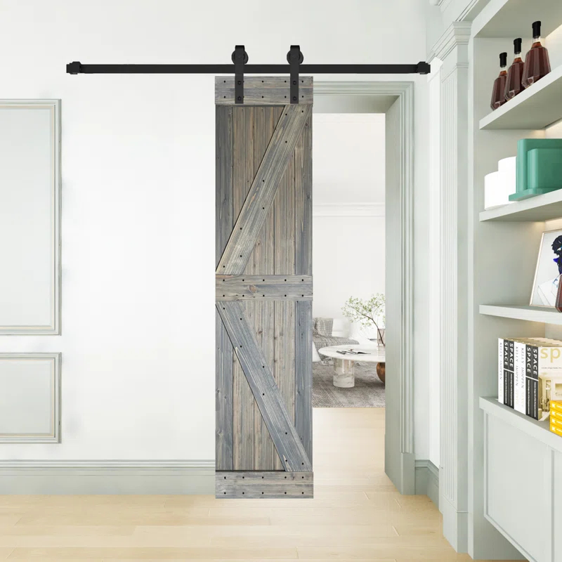 IsLife K Style Solid Wood Sliding Barn Door Without Hardware Kit (Door Slab Only) - Assembly Needed