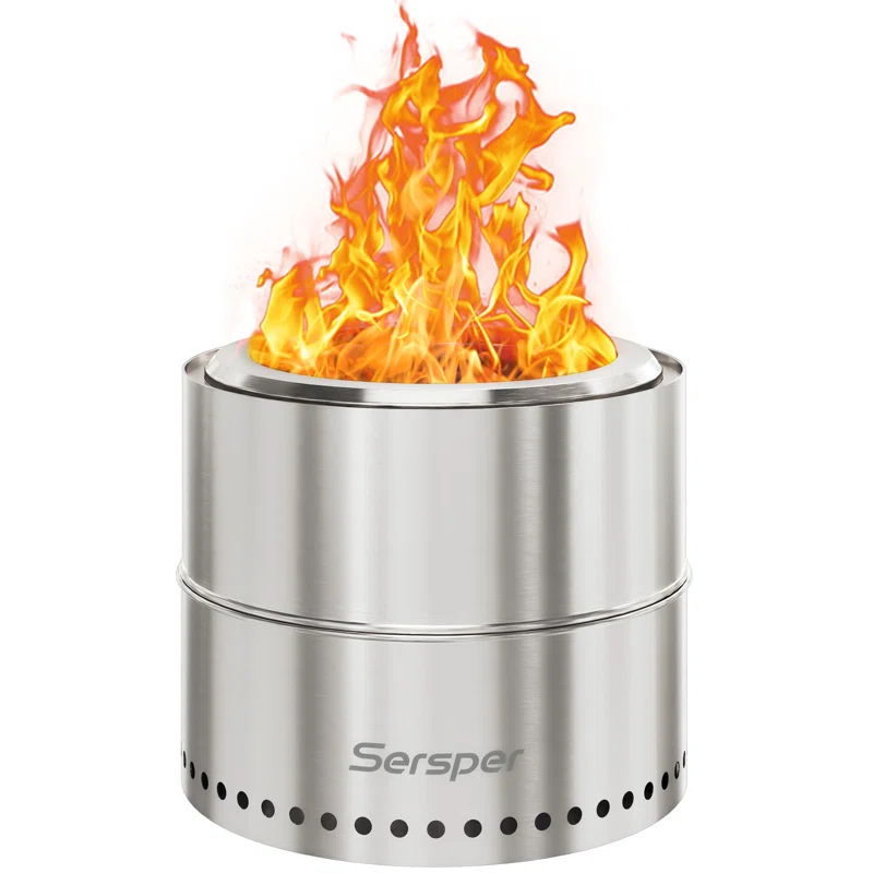 Ebern Designs Stainless Portable Smokeless Outdoor Fire Pit With Bag–for Outdoor Ambiance, Camping, and Backyard Gatherings
