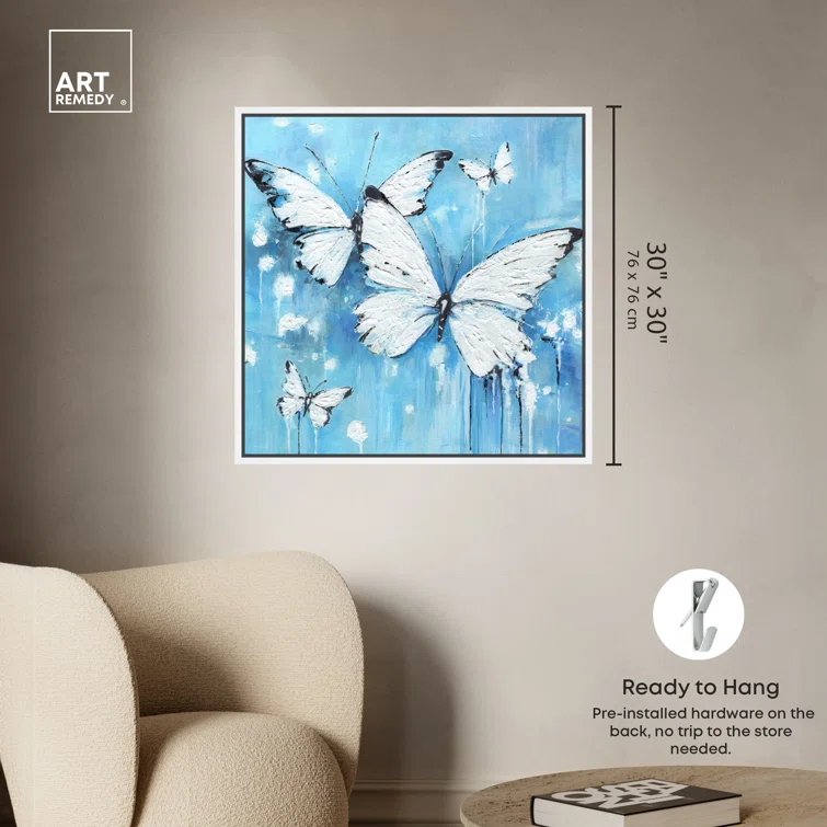 Art Remedy Art Remedy Textured Blue Butterflies Framed Butterfly 56175