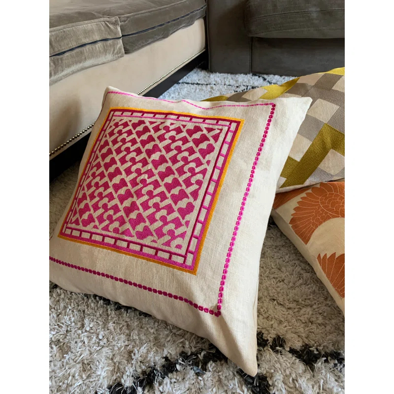 Montecito Embroidered Feather Throw Pillow