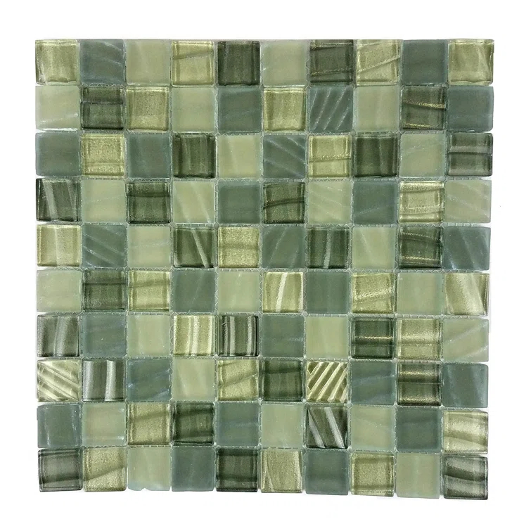 Abolos New Era 12 in.x 12 in. Textured Glass Straight Edge Square Mosaic Wall & Pool Tile