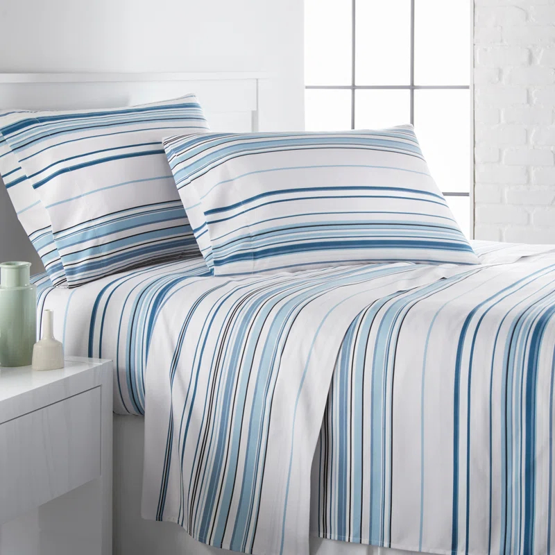 SouthShore Fine Linens Coastal Stripes Collection Striped Microfiber Sheet Set