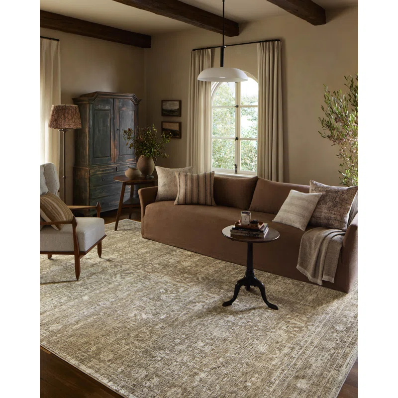 Honora Rug by Amber Lewis x Loloi - Khaki and Beige / 3'9" x 5'9"